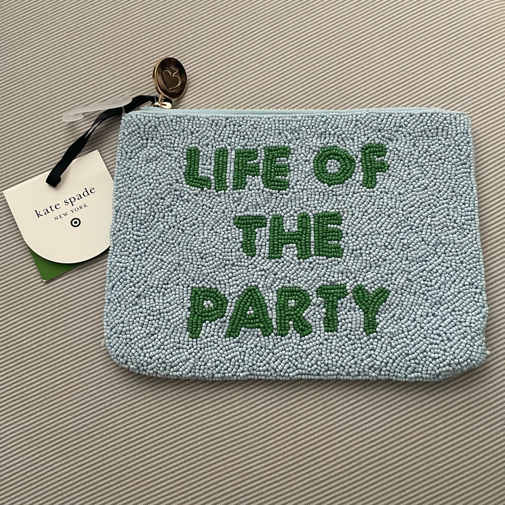 Kate Spade Light Blue and Green Zip Pouch